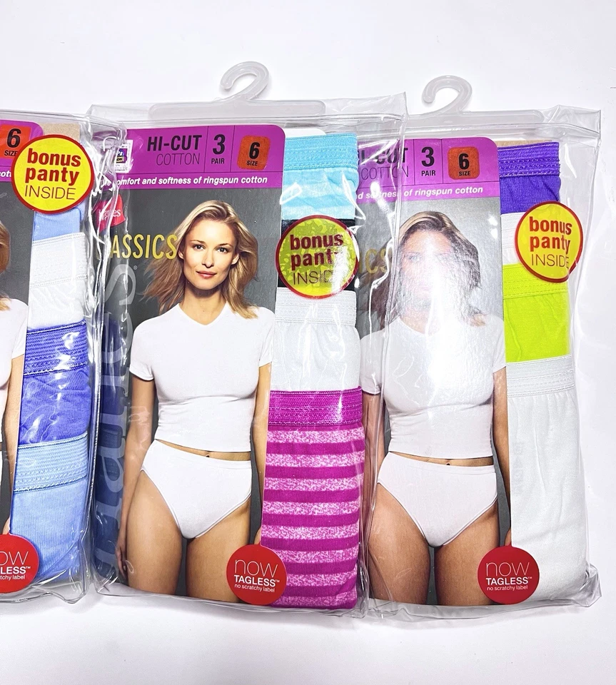 Bragas para mujer Hanes Classics 12 pares de ropa interior blanca de algodón corte alto talla 6 Foto 2 de 4