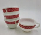 Pyrex Corning Red Laurel Leaf 3 Custard Cups Bowls 1 Cup Vintage Milk Glass