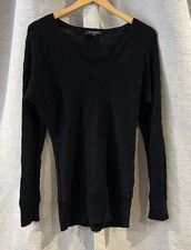 Lauren Ralph Lauren Cable Knit Sweater M Black Classic Old Money Long Preppy