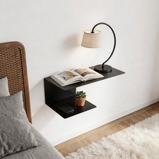 2-Tier Wall-Mounted Bedside Organizer – Wall-Hanging Iron Bedside Shelf