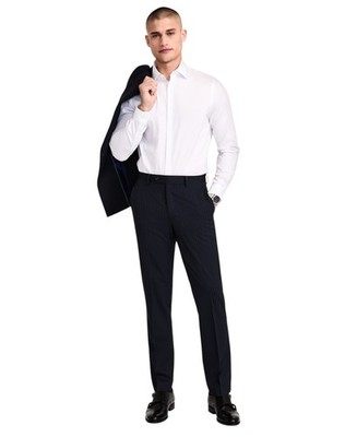 Alfani Mens Slim fit Dress Pants 34 / 32 Navy Blue Striped