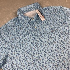 New Vineyard Vines Performance Polo Shirt Mens Large Blue Sailing All Over Print
