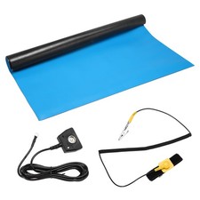 24"x24" Anti Static Mat Kit with ESD Wrist and Ground Wire, Sky Blue