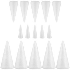 15Pcs Smooth White Foam Cones for DIY Christmas Tree Crafts and Ornaments