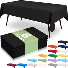 6 Packs Disposable Plastic Table Cloth 54 x 108 Inch Waterproof Rectangle