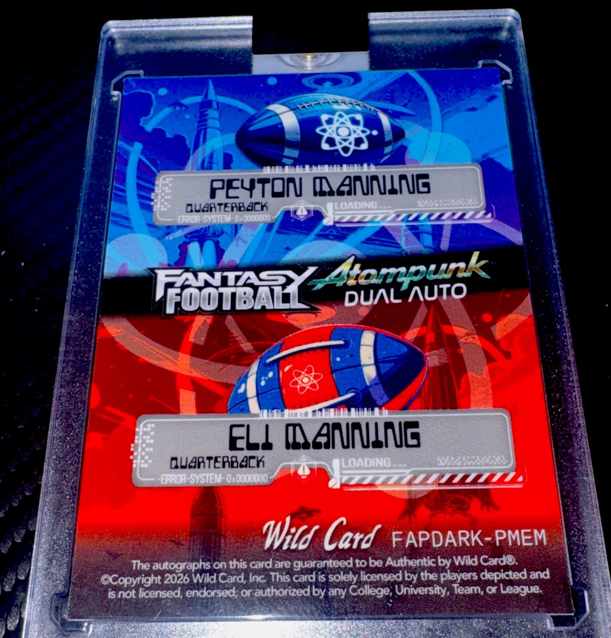2026 Wild Card 1/1 Dual Auto Peyton Manning / Eli Manning Color Match 1/1 Rare view 5