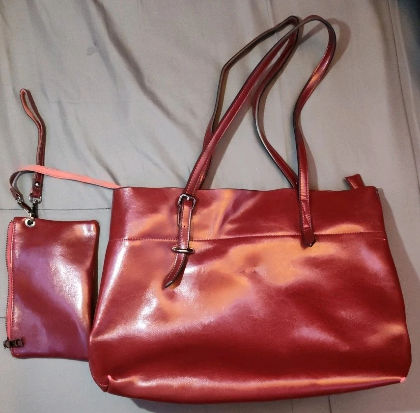 Elle Women's Purse Wallet Combo Red Burgundy Faux Leather - Image 4 of 4