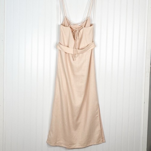 Sophie Rue NWT Margo Tie Waist Dress Size Small Linen Blend Tan Pink - Picture 5 of 5