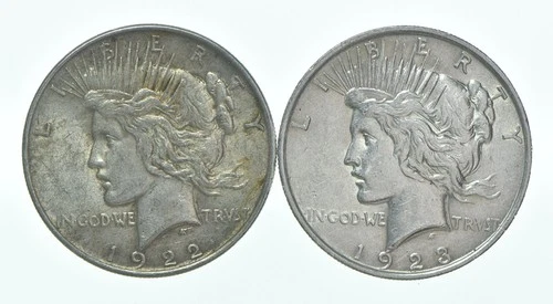 1922 & 1923 Peace Silver Dollar $1 Bullion Collection Lot *141