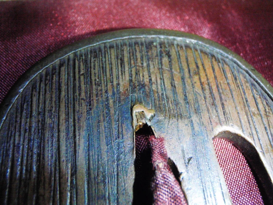 Цуба японский меч охранник Shigure стиль гравировка Higo-Tsuba старинный из Японии - Изображение 4 из 4