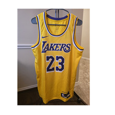Nike Dri-FIT Los Angeles Lakers LeBron James 23 Jersey Yellow Men's 44