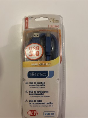USB 3.0 Drucker Scanner Kabel  USB A Stecker Zu USB B Stecker 3m Blau