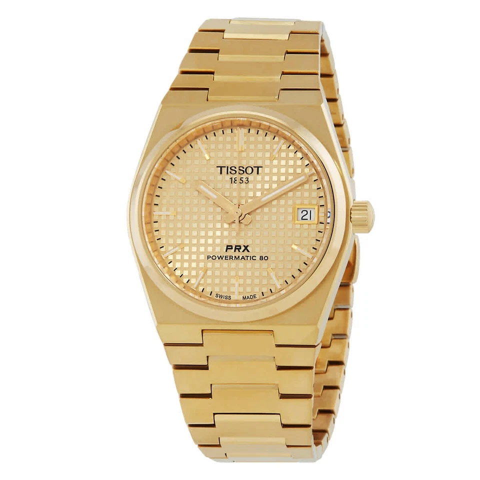 Reloj para dama Tissot PRX Powermatic 80 automático esfera champán T1372073302100
