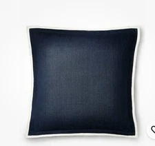 Ralph Lauren Blanc Bleu Brandford Navy Linen Euro Sham  