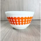 Vintage Pyrex 401 Orange New Dots Mixing Bowl 1.5 Pt White Milk Glass MCM