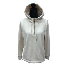 Athleta Cozy Karma 1/4 Zip Plush Lined Hoodie Cream Women  s Size Medium Pockets