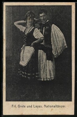 Ansichtskarte Fräulein Grete und Layas, Nationaltänzer 