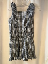 Polo Ralph Lauren Girls Blue Checkered Sleeveless Romper Size 16 A127