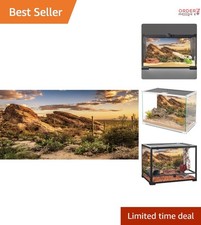Reptile Habitat Background Blue Sky Oasis Cactus Desert Terrarium 72x18 in Du...