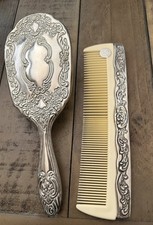 Vintage Silver Plated Vanity Brush Comb Set Beautiful Great Condition