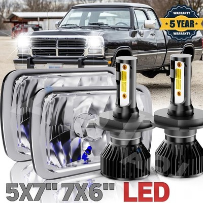 5x7 7x6 LED Headlight Hi-Lo Beam DRL For Dodge W250 D350 Ram 1981-1993