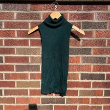 Express Forest Green Ribbed Sleeveless Sweater Turtleneck Top