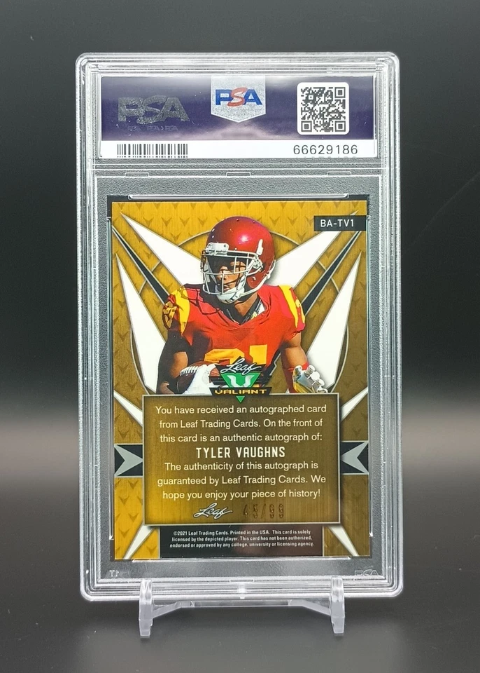 TYLER VAUGHNS 2021 LEAF METAL DRAFT #BA-TV1 Valiant RC AUTO GREEN 45/99 PSA 10 - Image 4 of 4