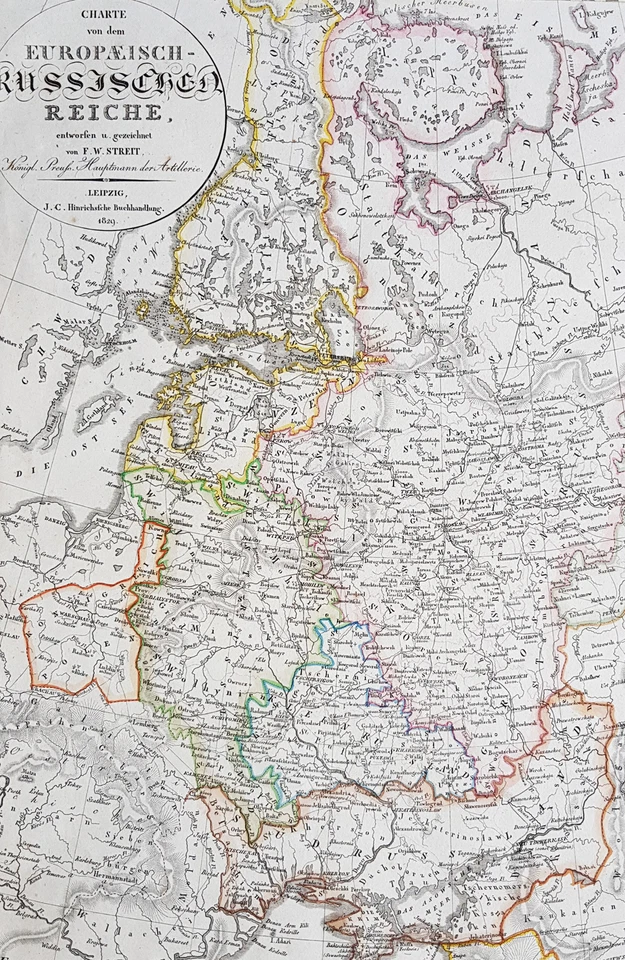 1829 年弗里德里希·威廉·斯特里特大型古董欧洲俄罗斯地图 — 第 2/2 张图片