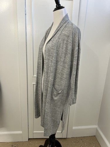 Banana Republic Factory Women's Long Gray Cardigan Sz Small Open Front Pockets - Picture 3 of 14