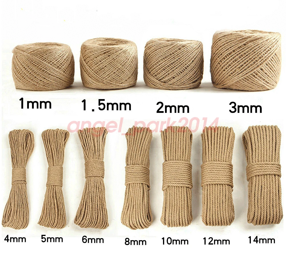 New 50/100M Natural Brown Jute Hemp Rope Twine String Cord Shank Craft  Making DIY 1mm, 2mm, 3mm, 4mm