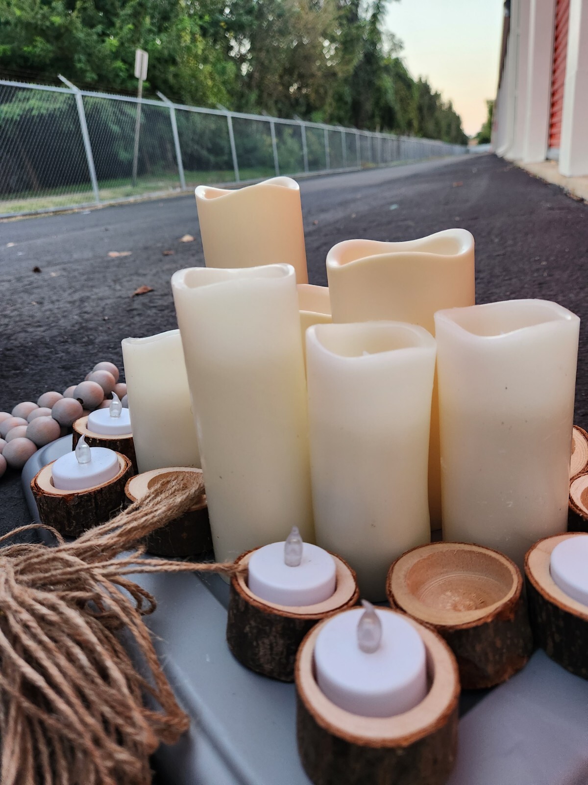 Set of Pillar Candle Holders, Log Candle Holders, Wood Slices for Centerpiece