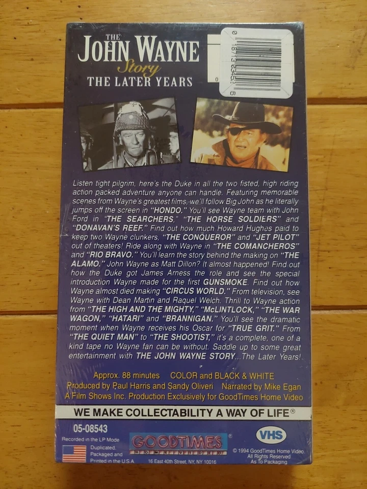 John Wayne Story The Later Years 1994 Goodtimes VHS NEW SEALED Foto 2 de 4