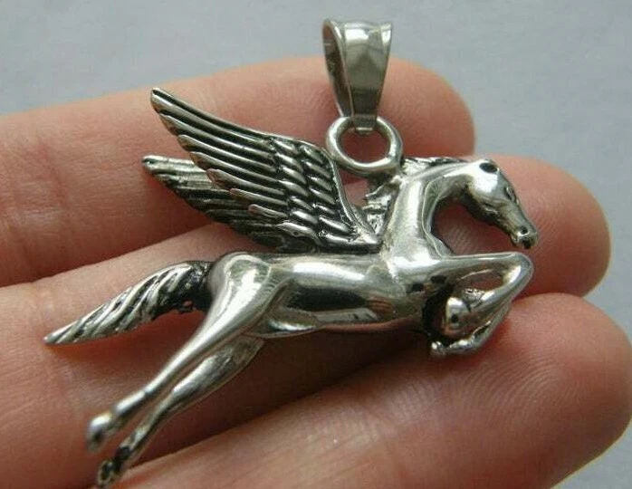 Твердый металл мужской лошадь подвеска подвеска 14K белое золото покрытием серебра - Изображение 3 из 4