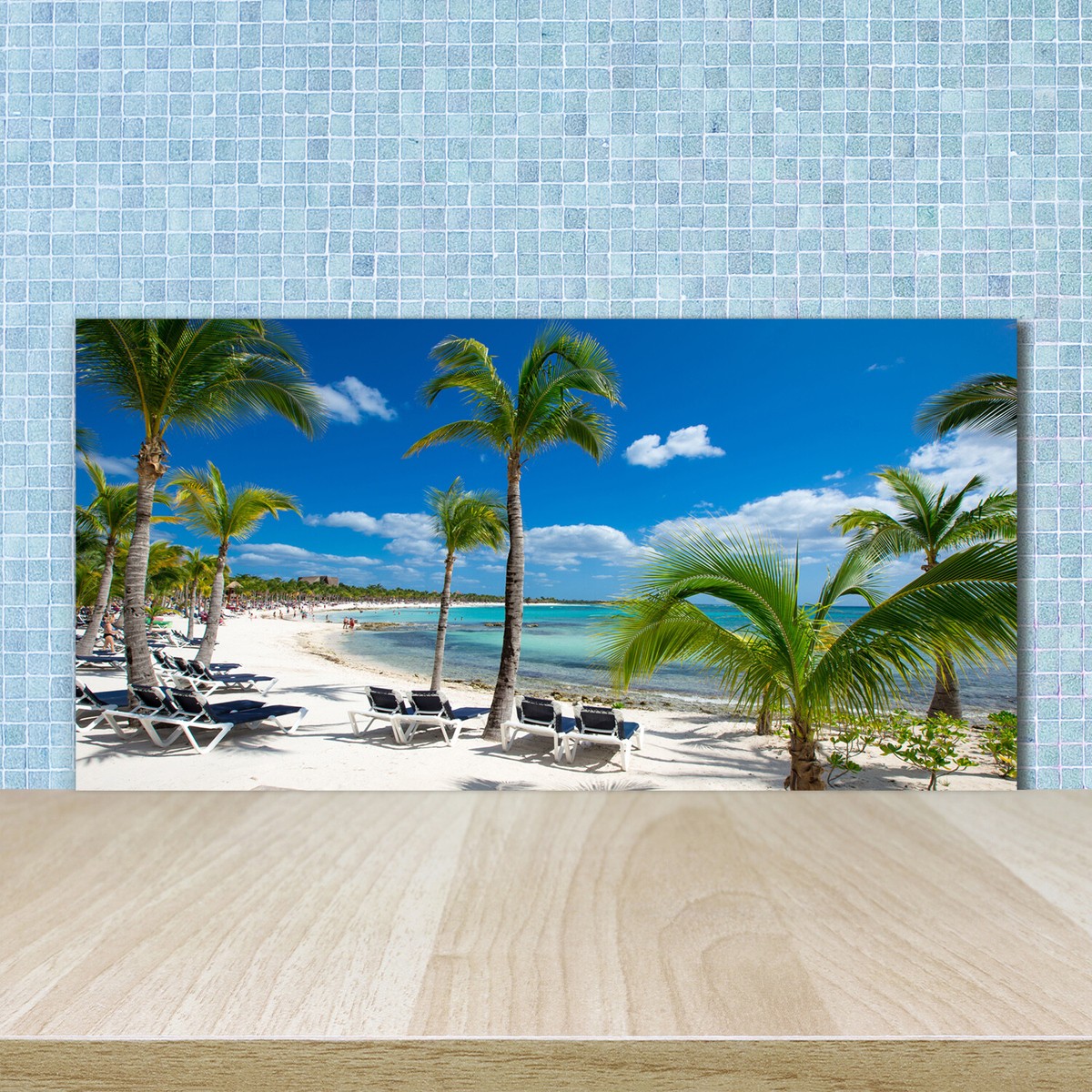 Panneau Décoratif Verre Tulup 100x50cm - Motif Marina De Dubaï, Noir, Neuf
