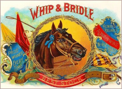 Whip & Bridle Horse Vintage Cigar Tobacco Box Retro Crate Label Art Print