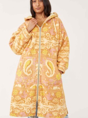 Free People Cozy Printed Blanket Hoodie Jacket Coat Size XL NWT | eBay