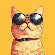 Wall Decal Sticker Cat with Sunglasses Wall Sticker 18X18cm Large