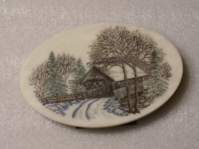 Covered Bridge Authentic Handcraft From Tennessee Etched Marbe Art Desk Decor