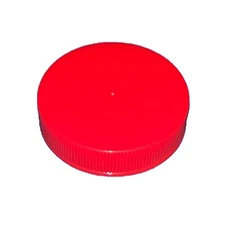 500 Red Plastic Caps per box - 45/400 - Fine Ribbed - Heat Seal/Foam Liner