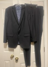 John Varvatos Men  s Suit Navy Blue