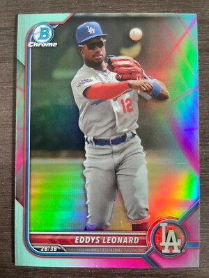 2022 Bowman Chrome Eddys Leonard BCP-229 Aqua/Pink Vapor Refractor serial /125