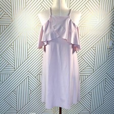 Zara Light Pink Off the Shoulder Dress with Frill Ruffle Neckline Size Small