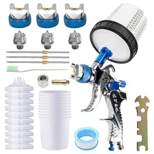 HVLP Air Spray Gun 1.4/1.7/2mm Nozzles Car Paint Sprayer Gravity Feed Spray Gun