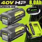 40V 8.0AH MAX For Ryobi 40 Volt Lithium Battery OP4050 OP40602 OP40261 / Charger