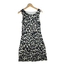 LOFT Sleeveless Dress Animal Print Casual Career Lined Black White Size S