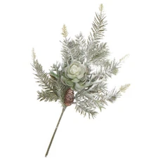 Factory Direct Craft Glitter Frosted Artificial Pine and Succulent Spray