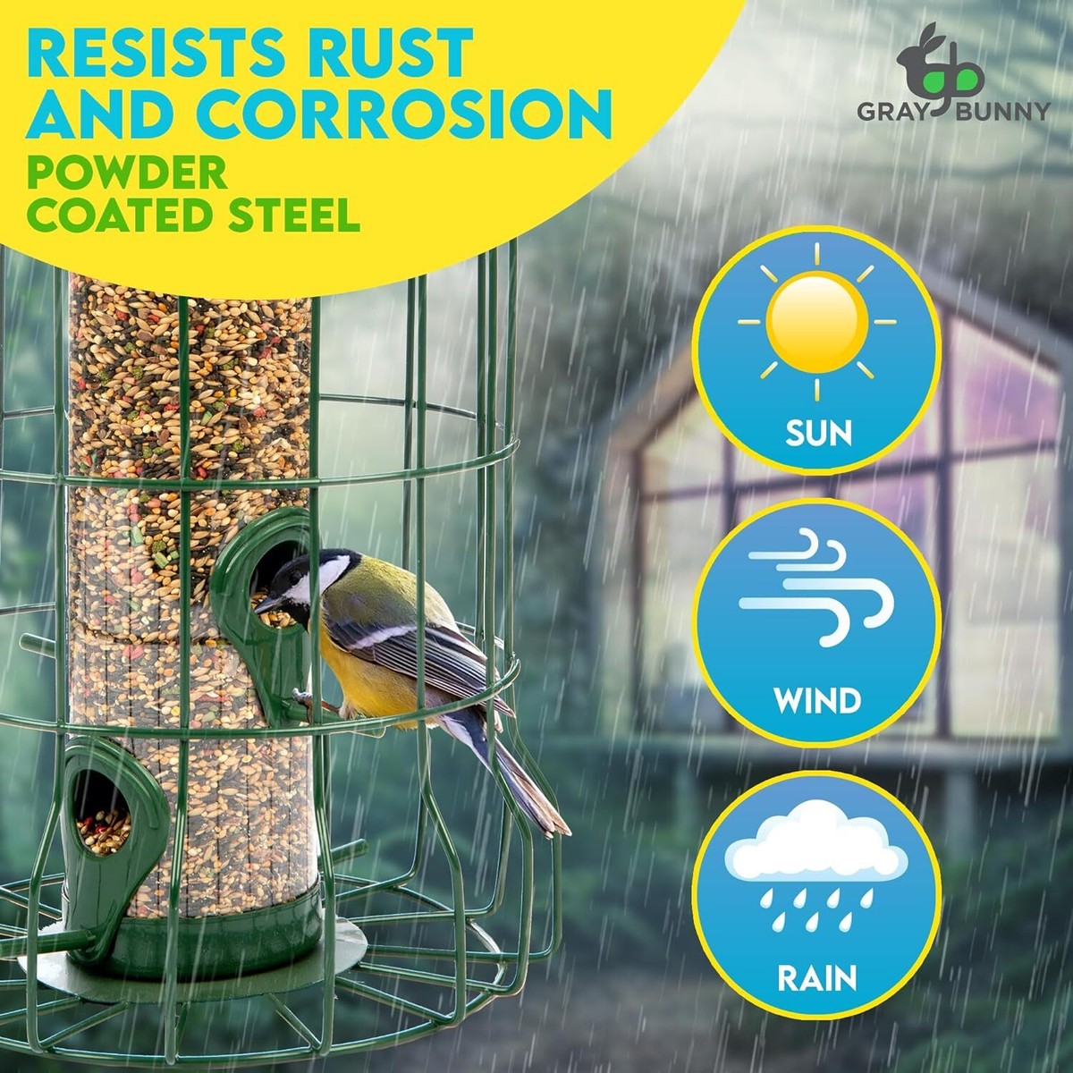 Heavy Duty Hanging Squirrel-Proof Wild Bird Seed Feeder For Your Garden - UK Made By Gardman
