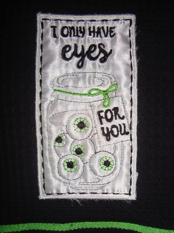 Goth Black KITCHEN TOWEL I ONLY HAVE EYES FOR YOU WAFFLE WEAVE EYEBALLS SATIN