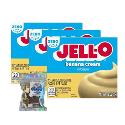 Jell-O Pudding 1oz Box(3-Pack) 1oz Ice Cream Bites (Zero Sugar Banana Cream)