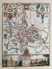 1837 Antique Map; Plan of Oxford, Oxfordshire by Thomas Moule